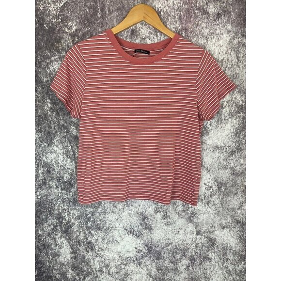 Over Kleshas T-shirt Women large Crew Top Striped Tomboy Nerd Y2K 90s Indie Nerd - Picture 1 of 7
